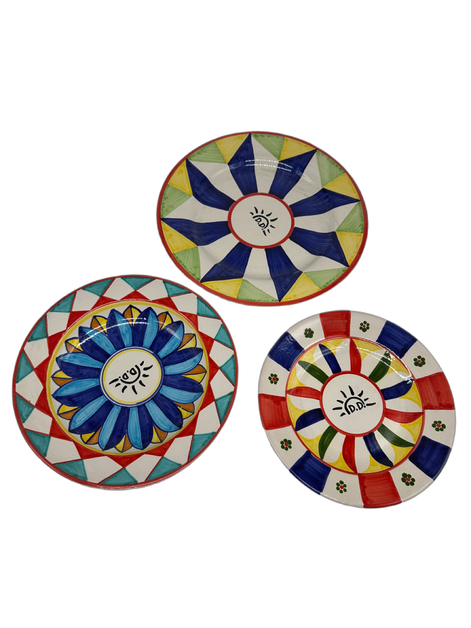 Tris Piatti Uso Alimentare Ceramica Caltagirone - Geometrico - PIATTI SERVIZIO