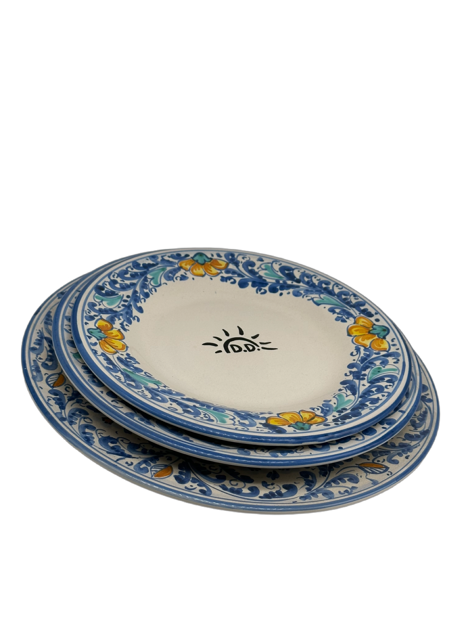 Tris Piatti Uso Alimentare Ceramica Caltagirone - Ruffini - PIATTI SERVIZIO