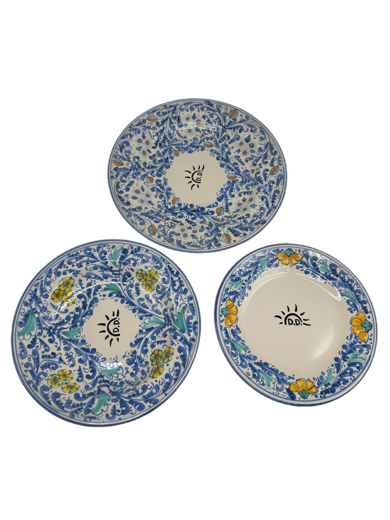 Tris Piatti Uso Alimentare Ceramica Caltagirone - Ruffini - PIATTI SERVIZIO