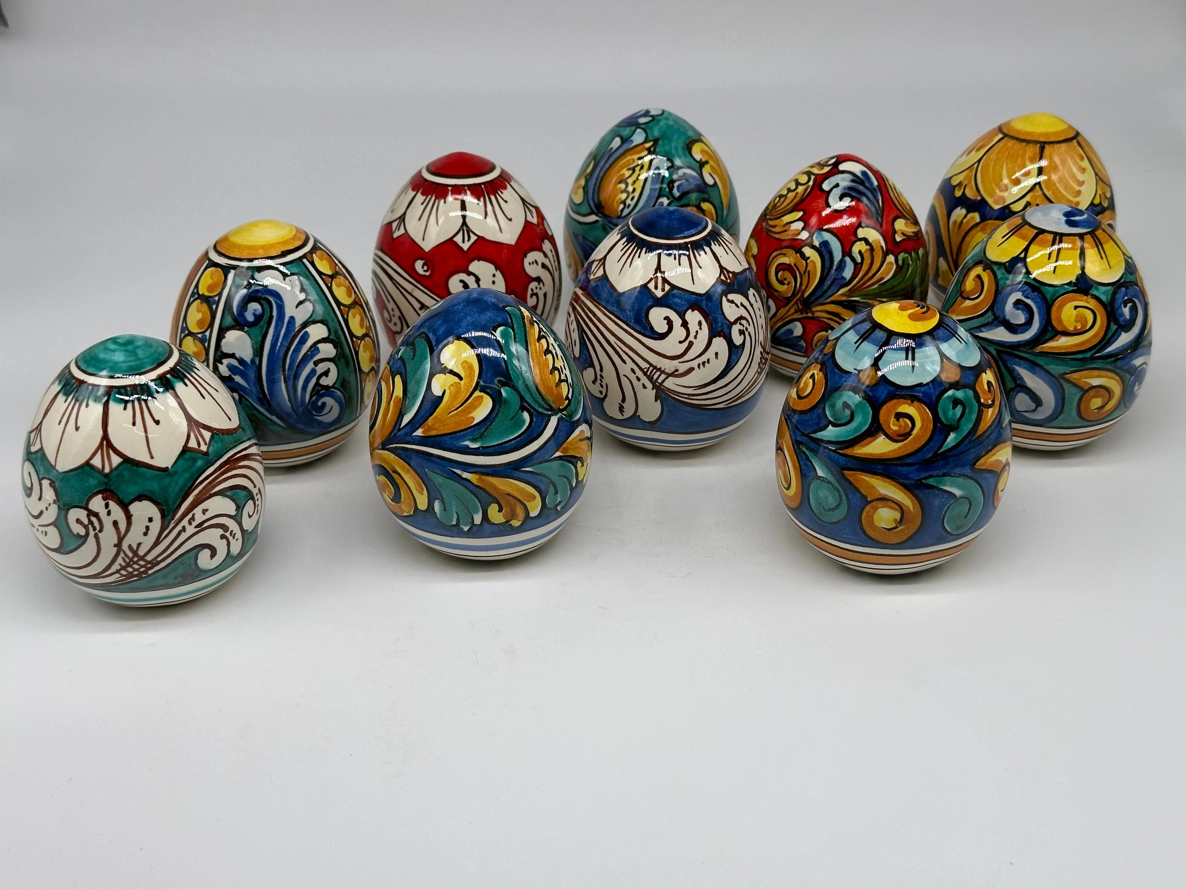 Uova di Pasqua Ceramica Caltagirone dipinti a mano (misure e decori vari) DD CERAMICHE SICILIANE