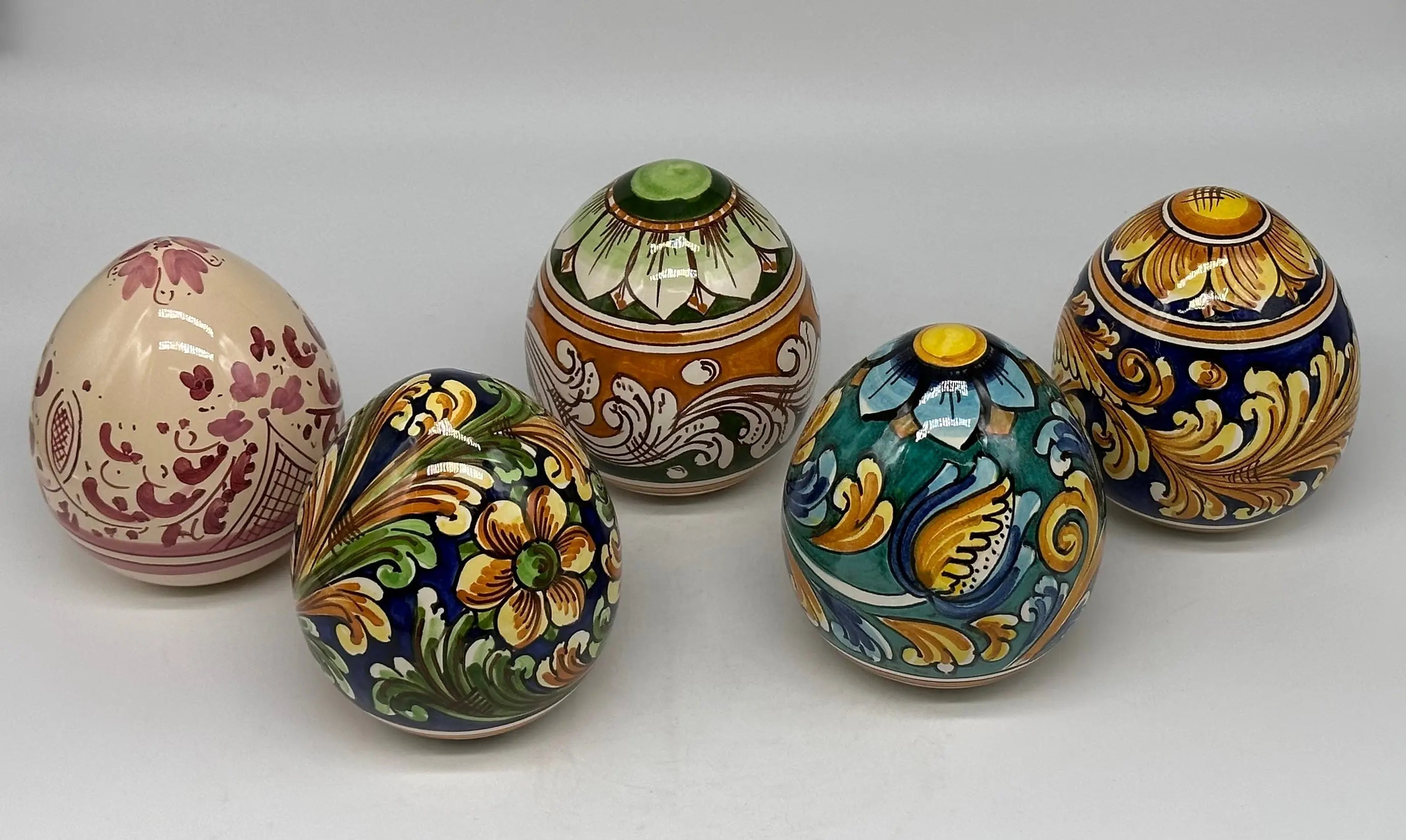 Uova di Pasqua Ceramica Caltagirone dipinti a mano (misure e decori vari) DD CERAMICHE SICILIANE