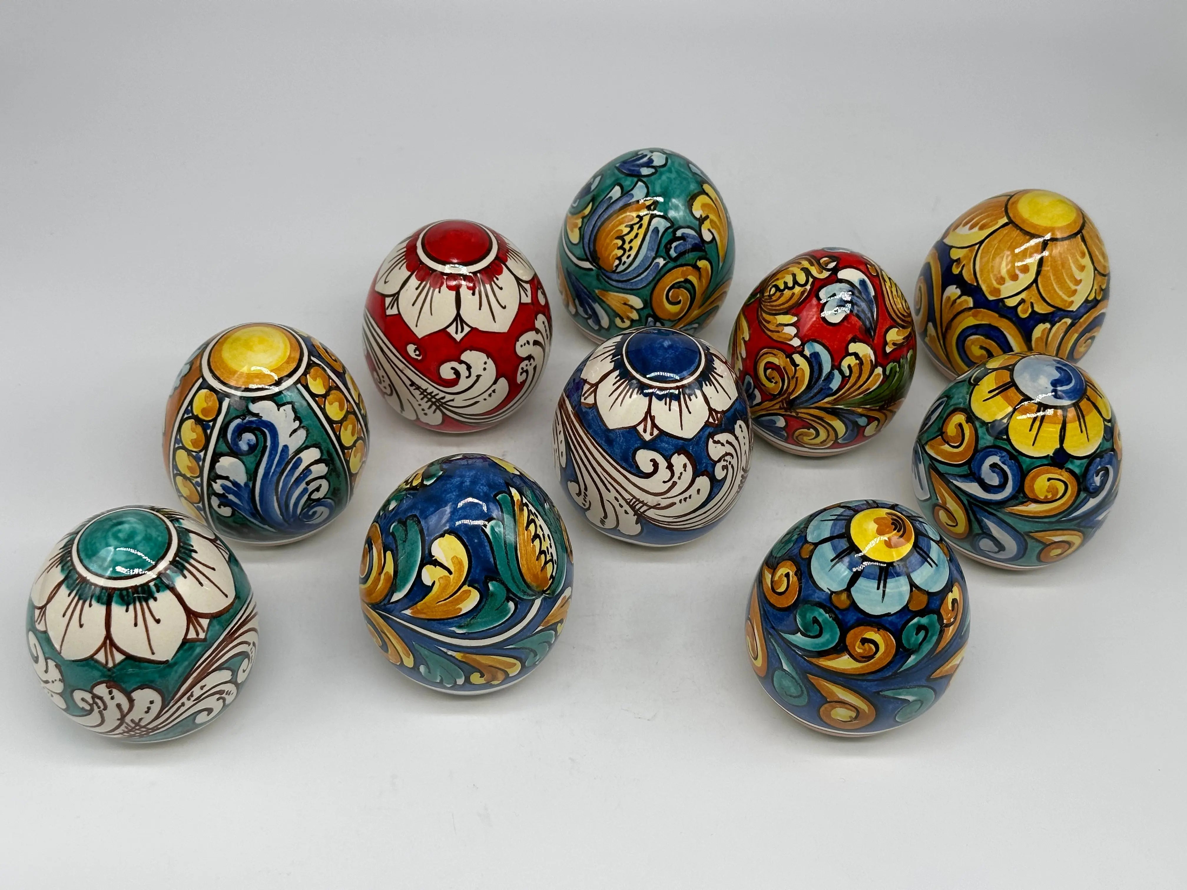 Uova di Pasqua Ceramica Caltagirone dipinti a mano (misure e decori vari) DD CERAMICHE SICILIANE