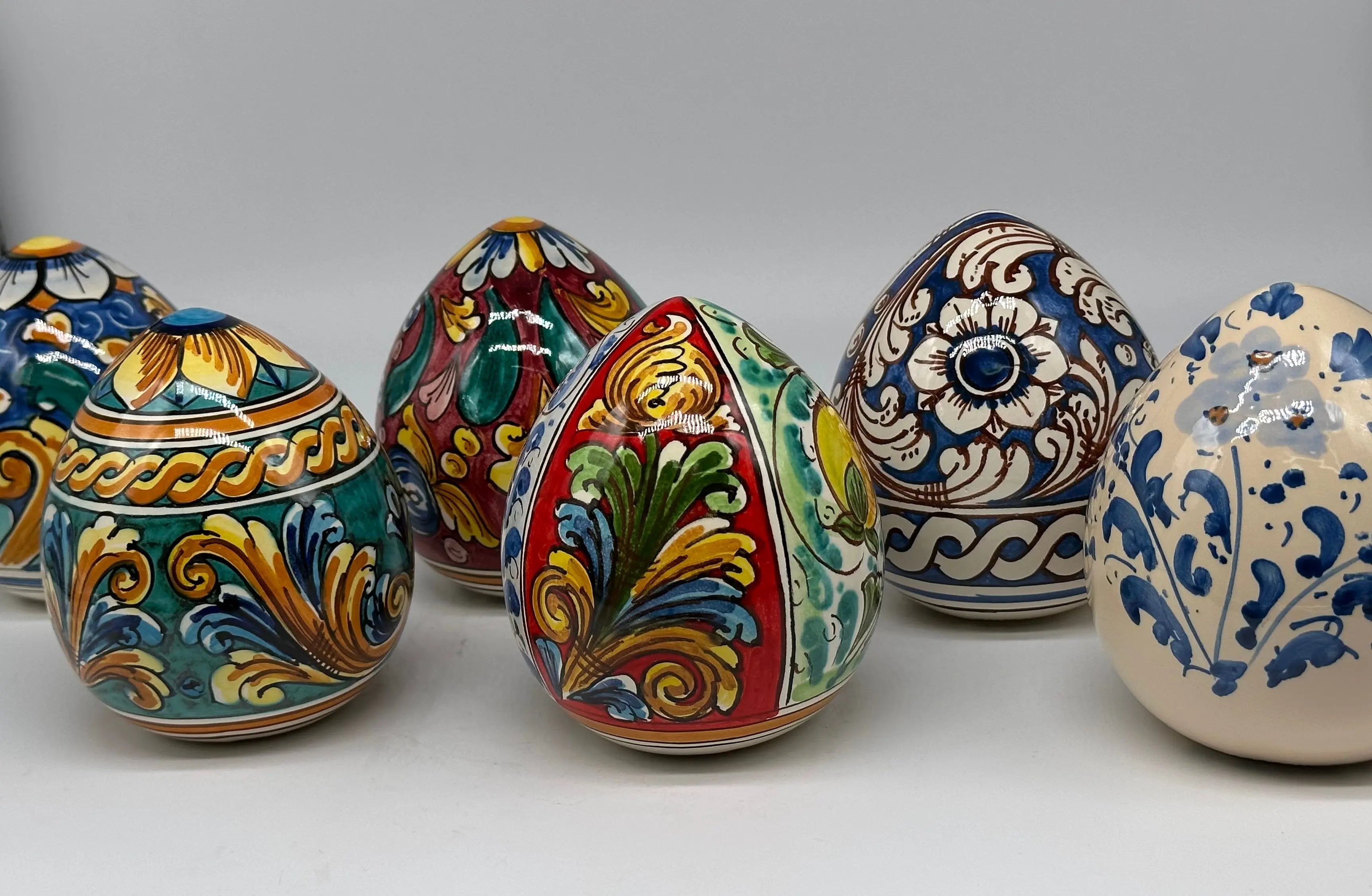 Uova di Pasqua Ceramica Caltagirone dipinti a mano (misure e decori vari) DD CERAMICHE SICILIANE