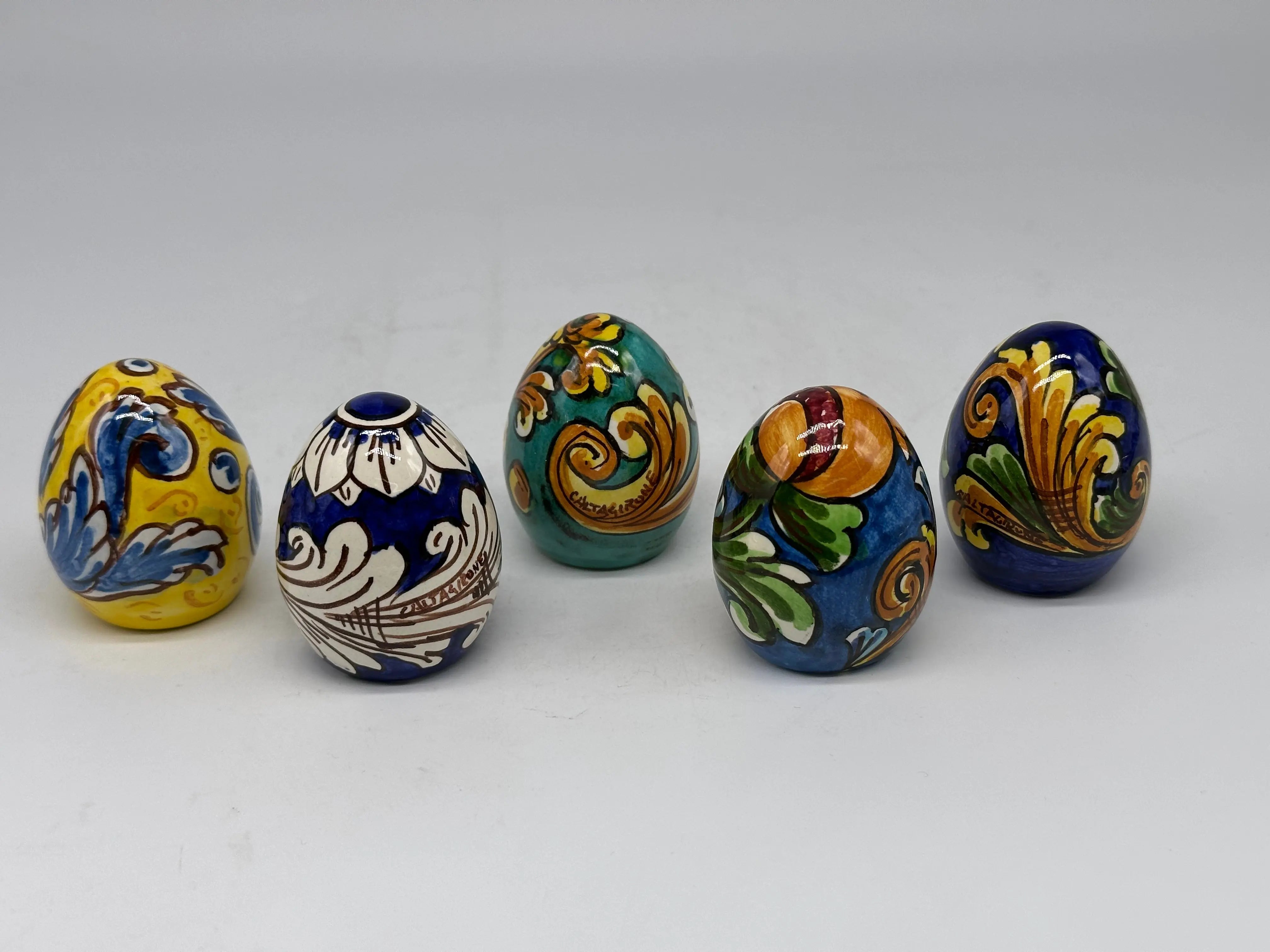 Uova di Pasqua Ceramica Caltagirone dipinti a mano (misure e decori vari) DD CERAMICHE SICILIANE
