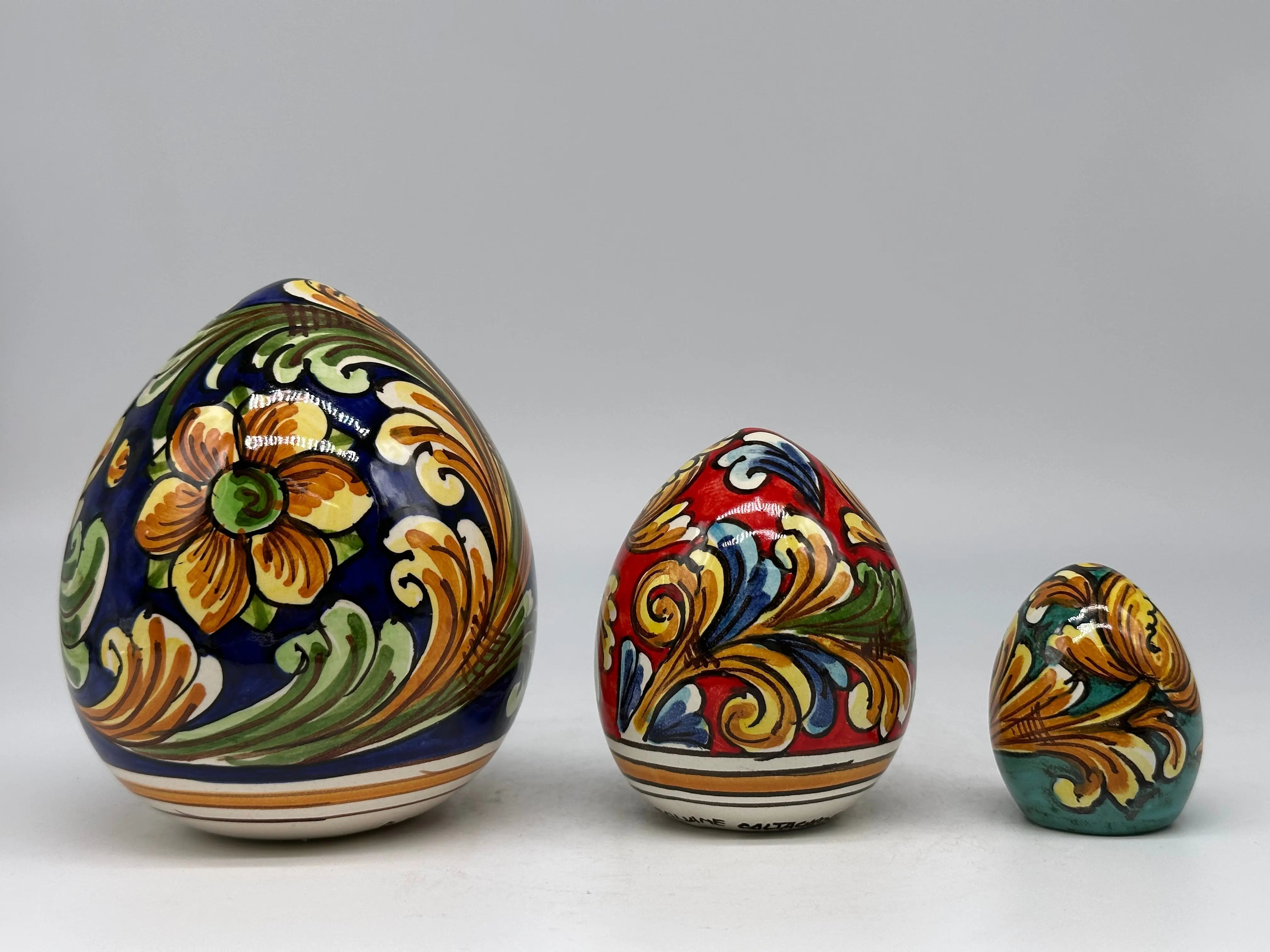 Uova di Pasqua Ceramica Caltagirone dipinti a mano (misure e decori vari) DD CERAMICHE SICILIANE