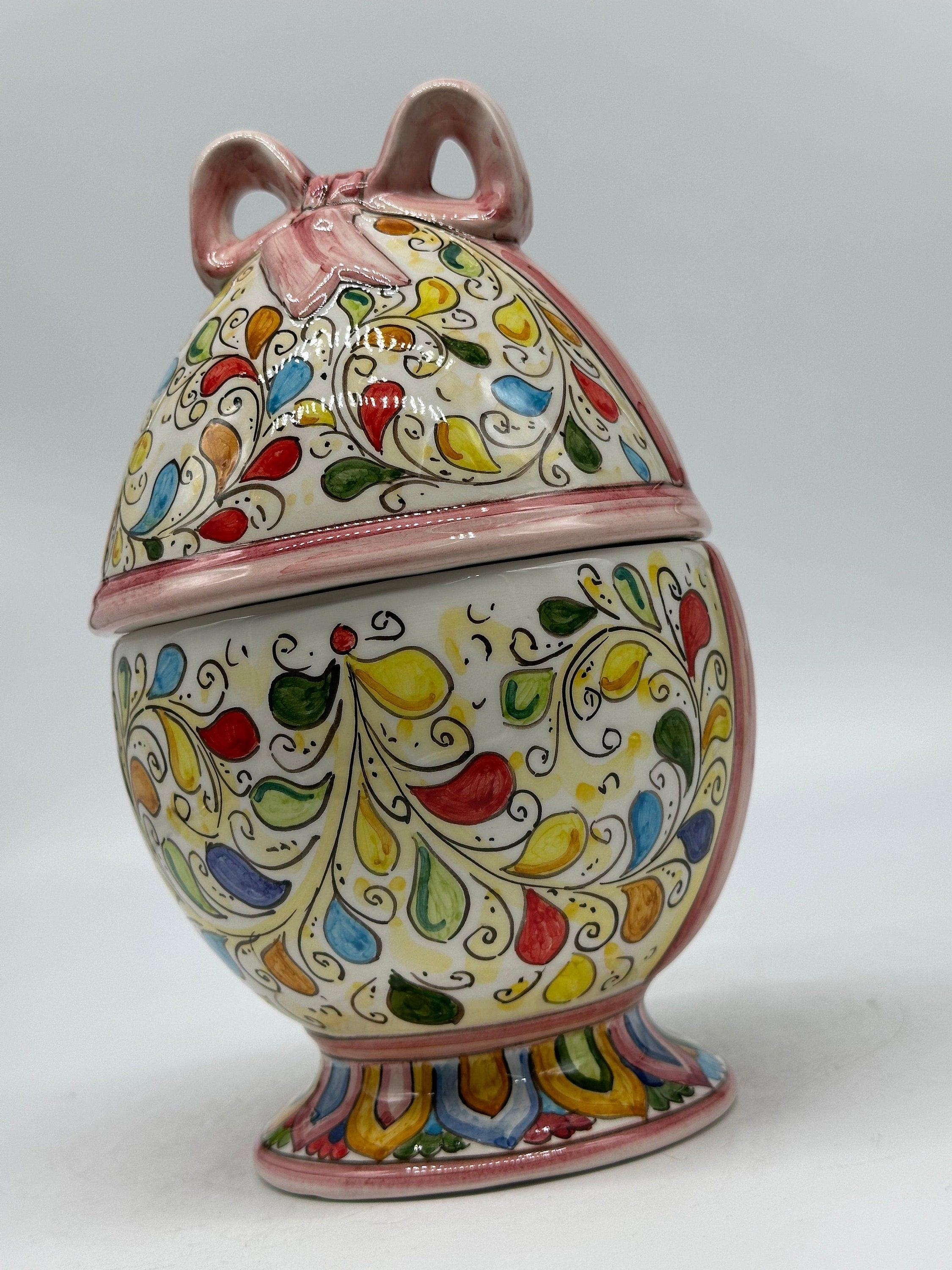 Uovo di Pasqua Contenitore H.23cm Ceramica Caltagirone dipinto a mano