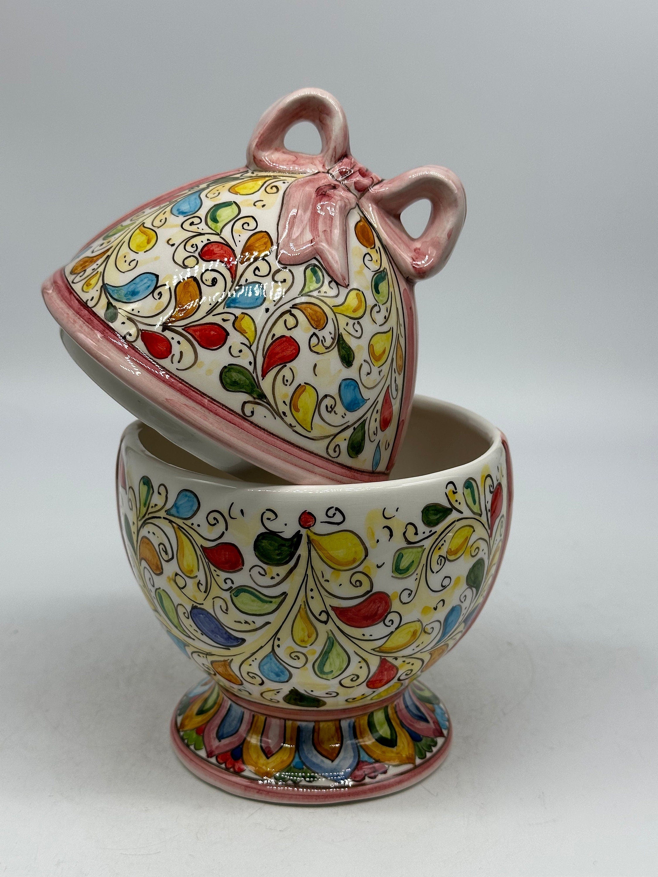 Uovo di Pasqua Contenitore H.23cm Ceramica Caltagirone dipinto a mano