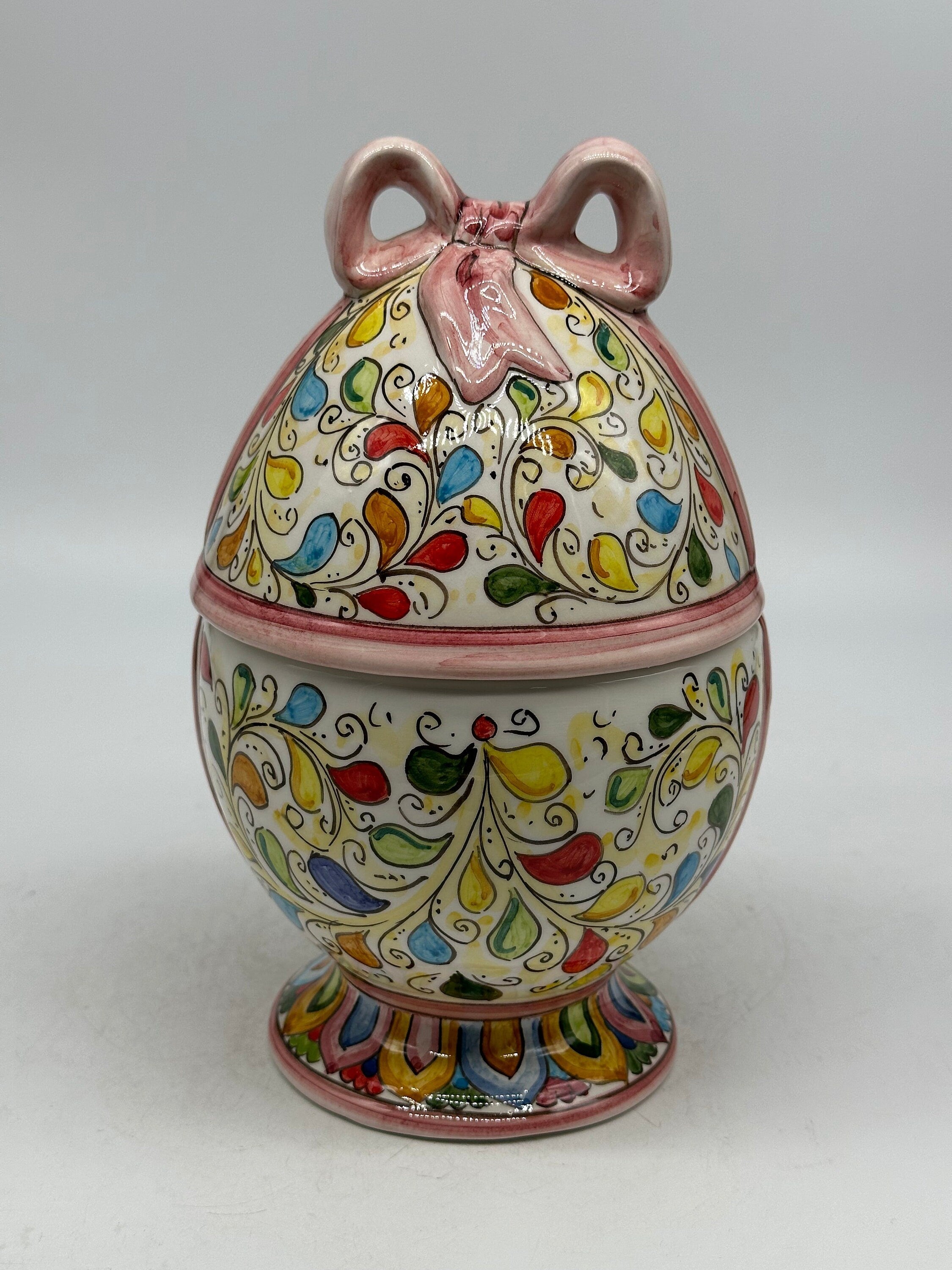 Uovo di Pasqua Contenitore H.23cm Ceramica Caltagirone dipinto a mano