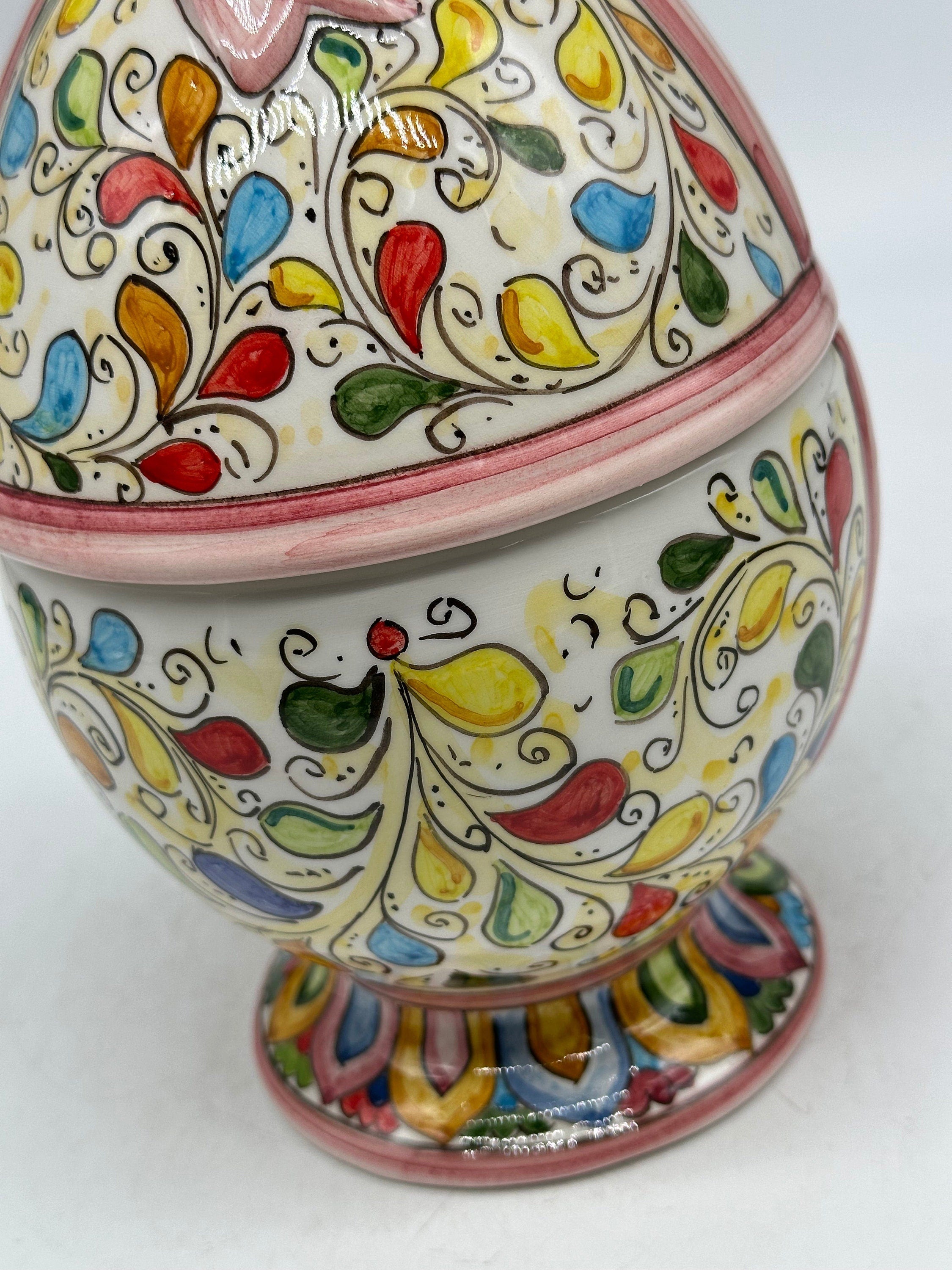 Uovo di Pasqua Contenitore H.23cm Ceramica Caltagirone dipinto a mano