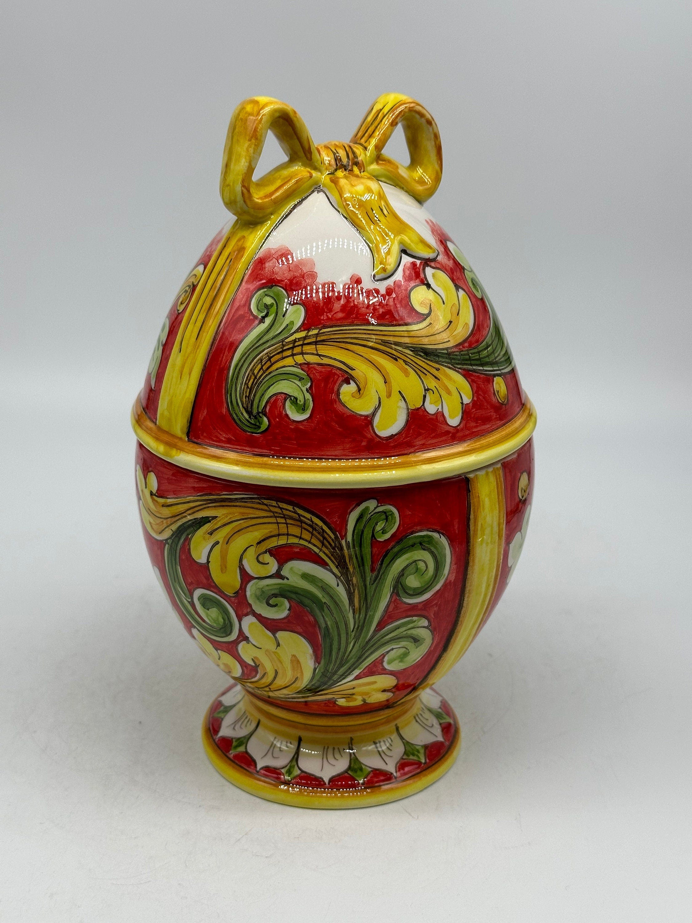 Uovo di Pasqua Contenitore H.24cm Ceramica Caltagirone dipinto a mano