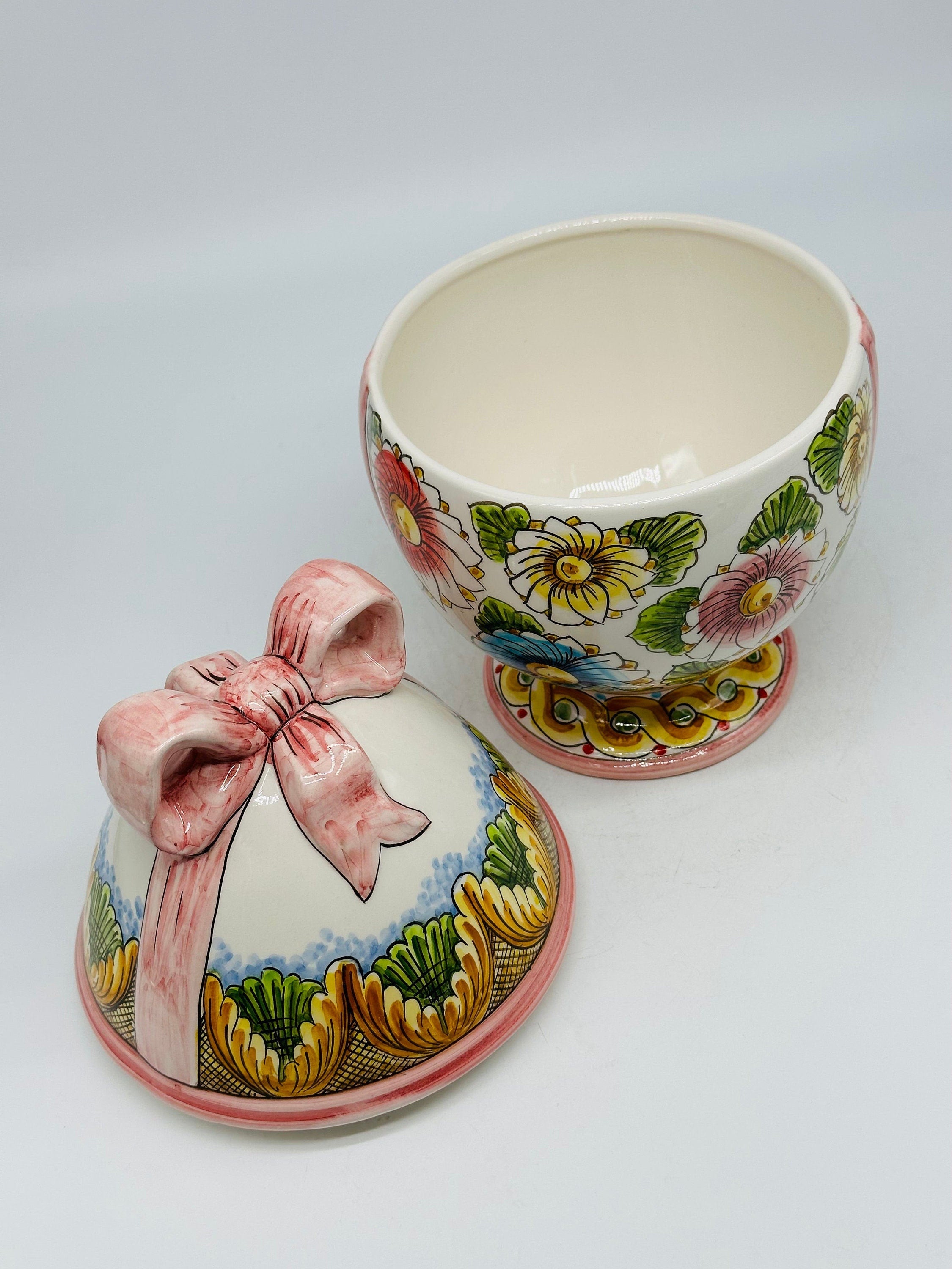 Uovo di Pasqua Contenitore H.27cm Ceramica Caltagirone dipinto a mano