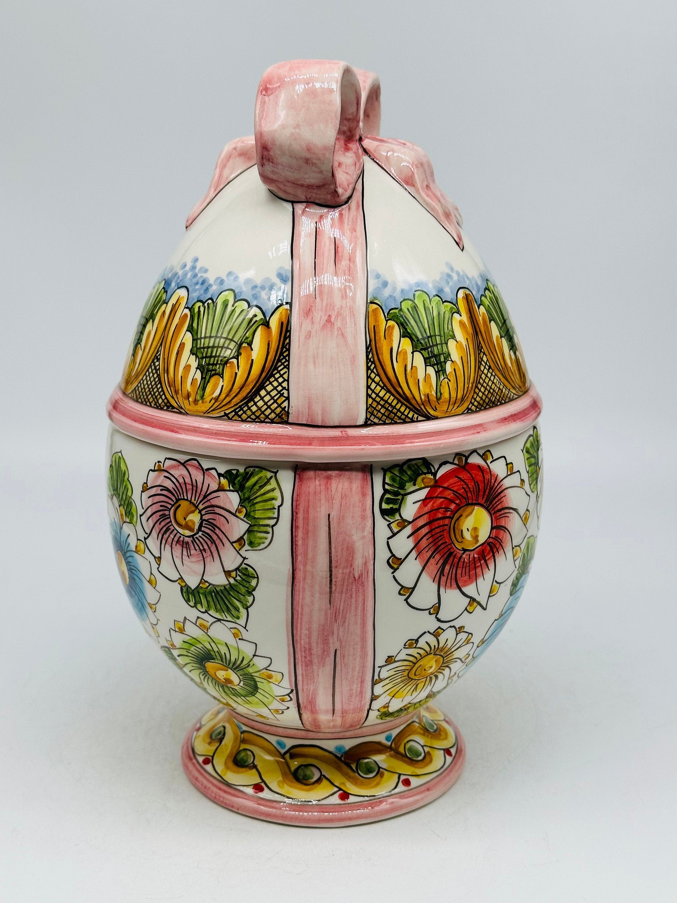 Uovo di Pasqua Contenitore H.27cm Ceramica Caltagirone dipinto a mano