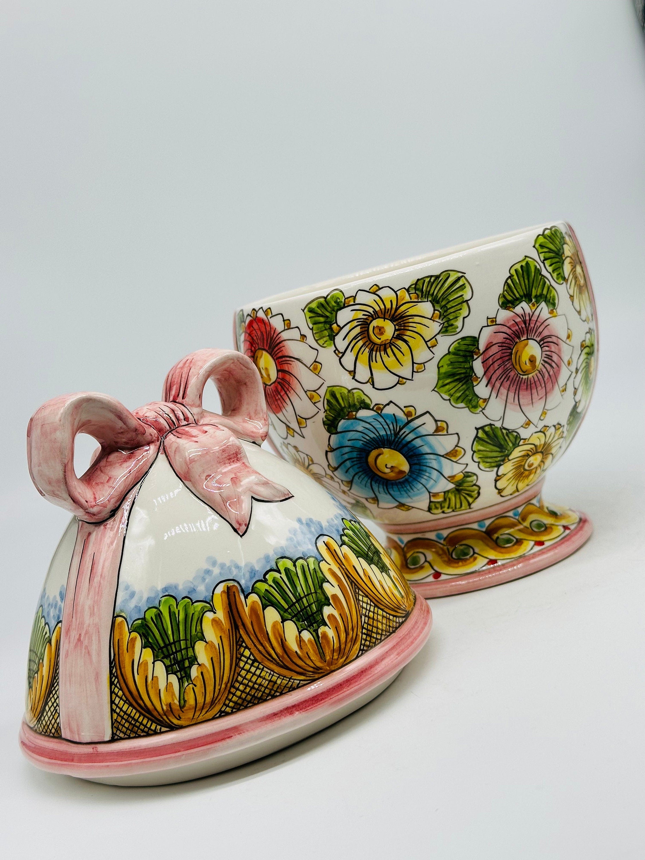 Uovo di Pasqua Contenitore H.27cm Ceramica Caltagirone dipinto a mano