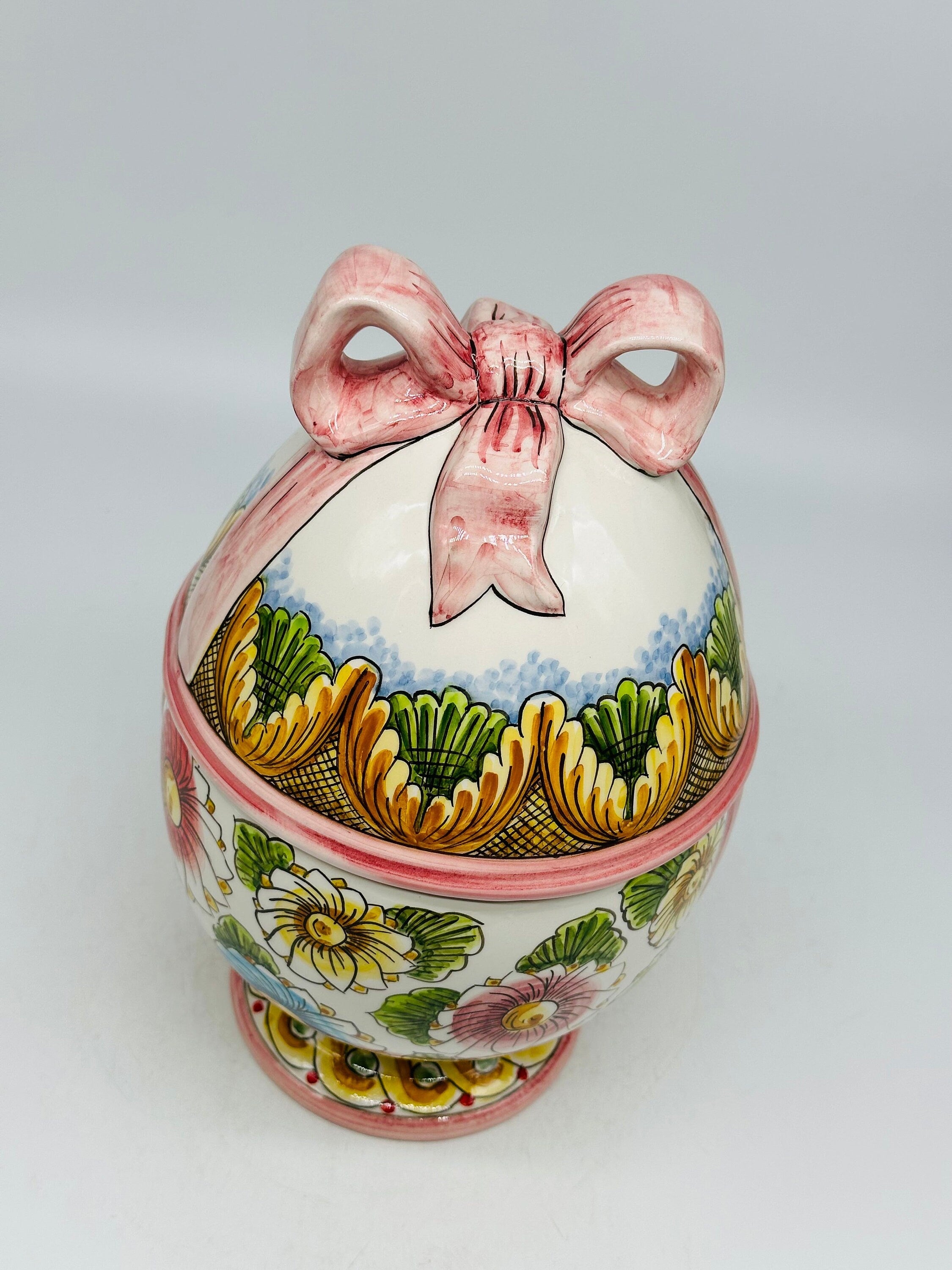 Uovo di Pasqua Contenitore H.27cm Ceramica Caltagirone dipinto a mano