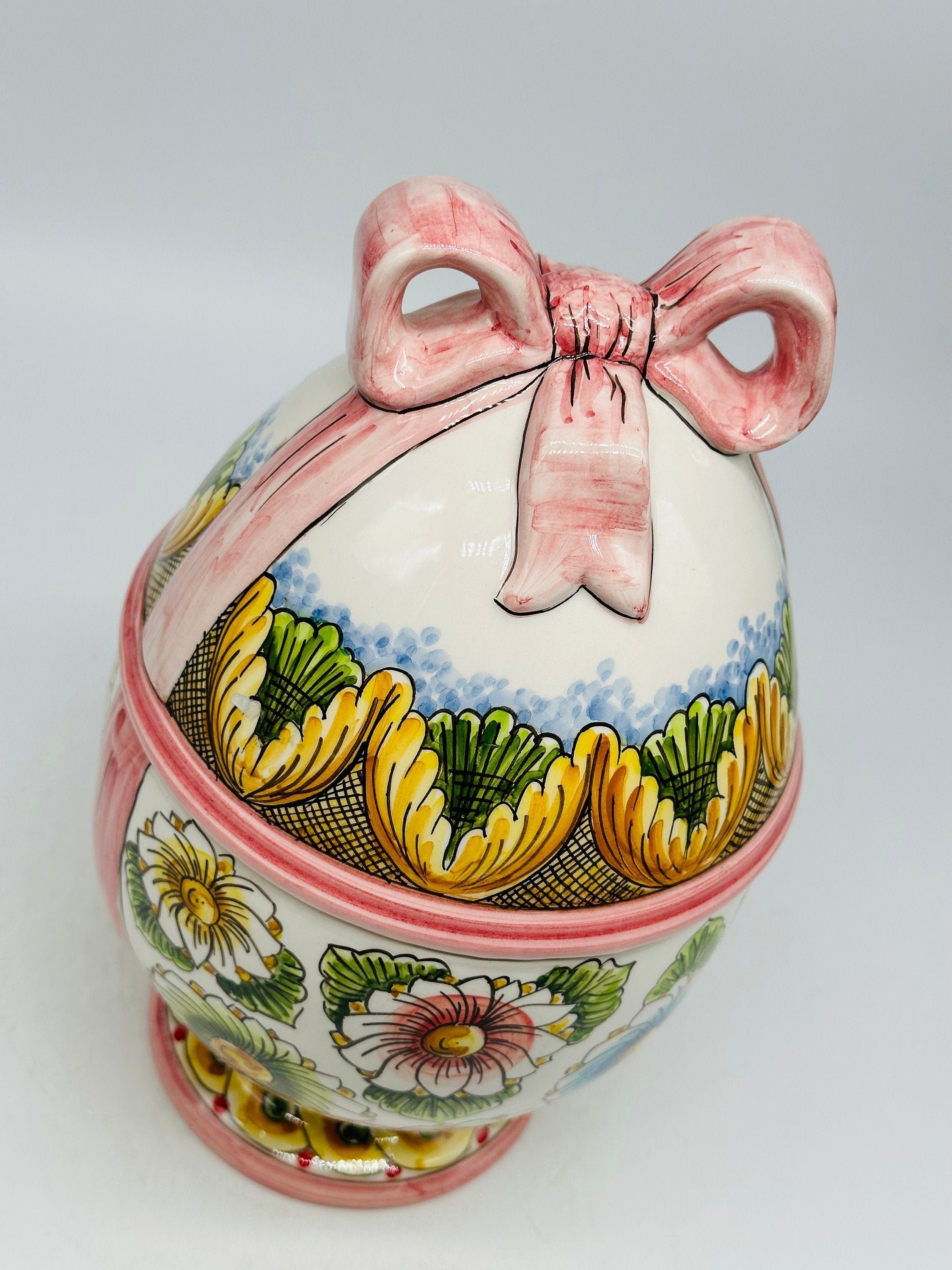 Uovo di Pasqua Contenitore H.27cm Ceramica Caltagirone dipinto a mano