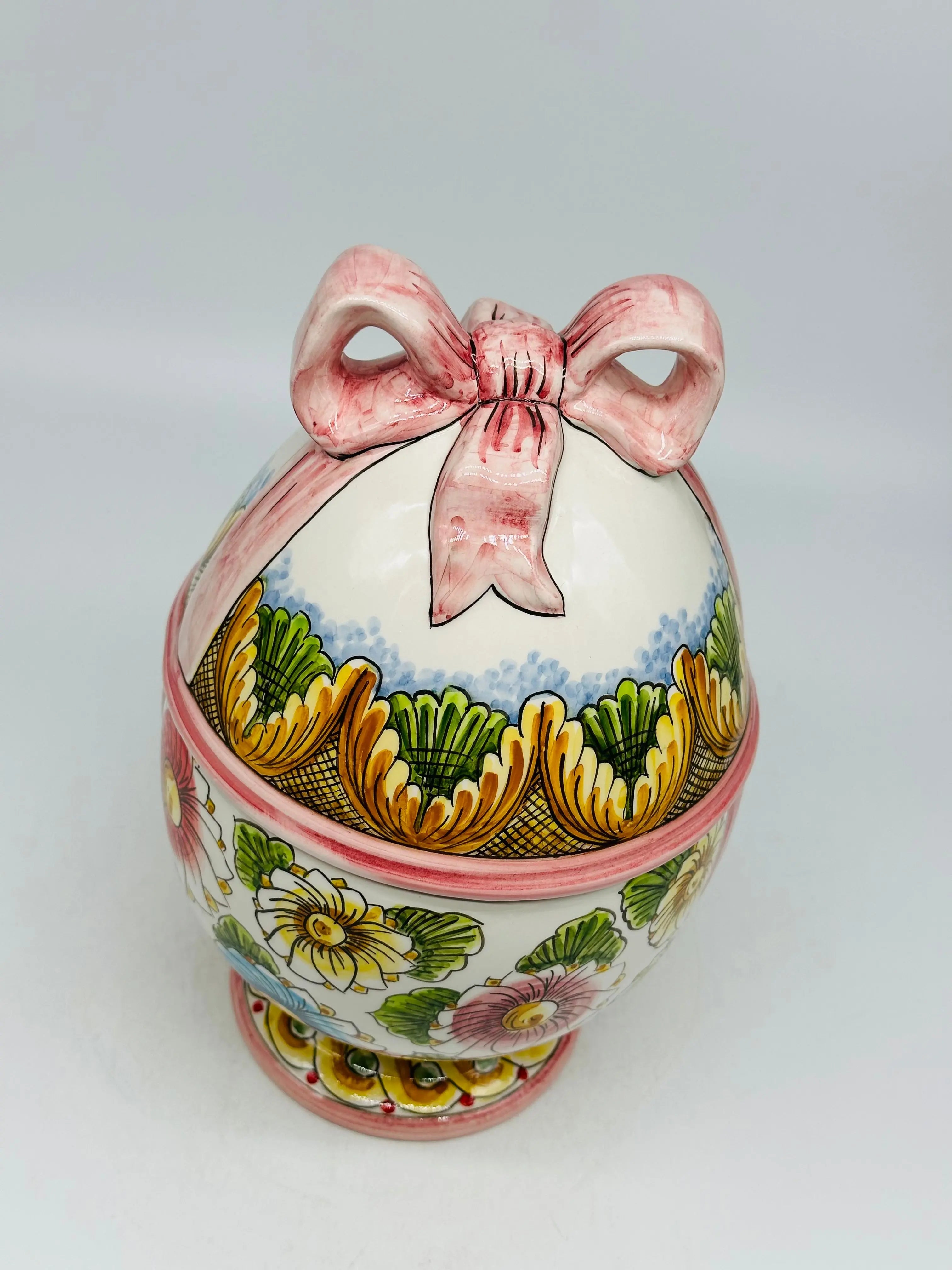 Uovo di Pasqua Contenitore H.27cm Ceramica Caltagirone dipinto a mano DD CERAMICHE SICILIANE