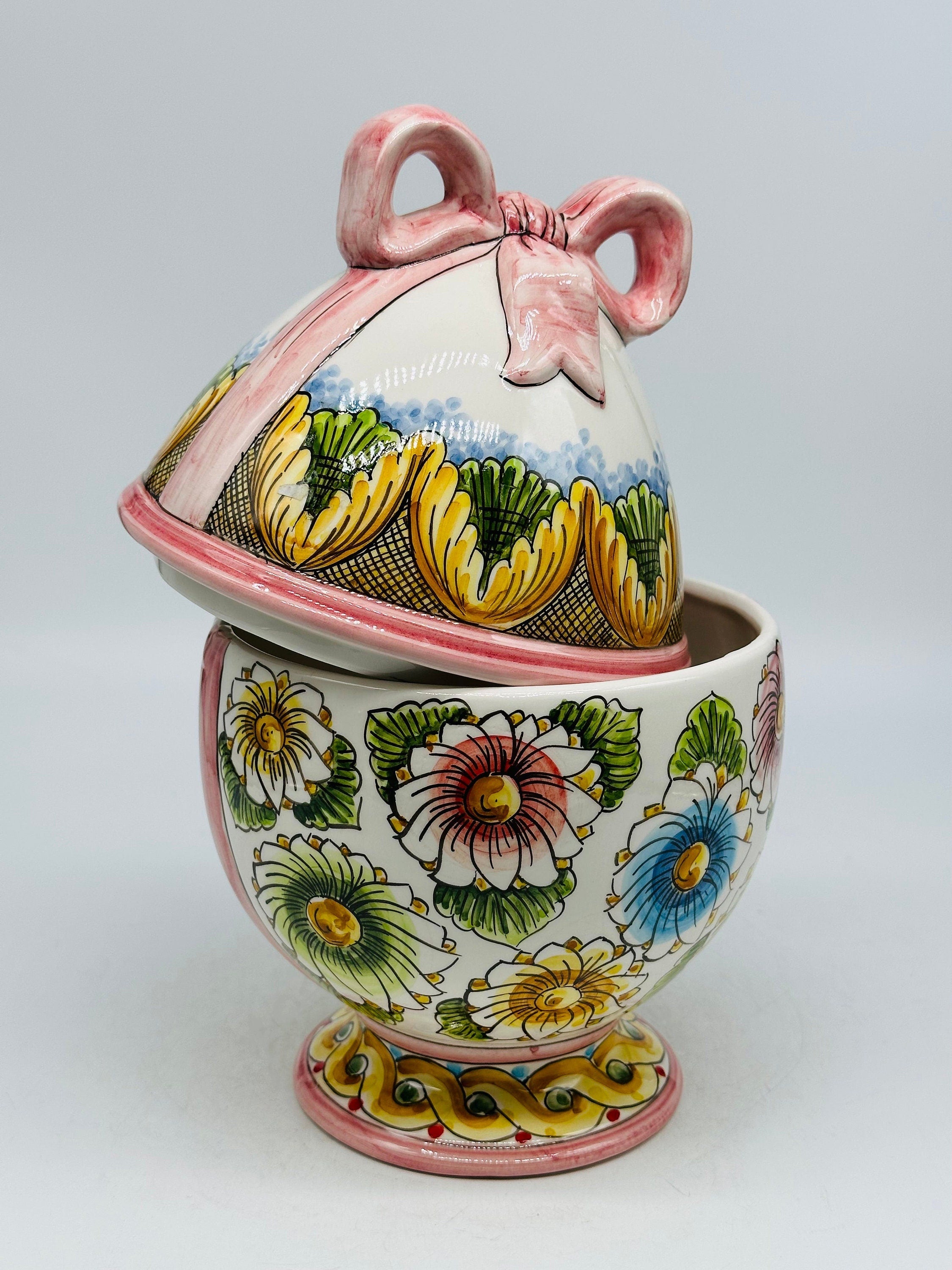 Uovo di Pasqua Contenitore H.27cm Ceramica Caltagirone dipinto a mano