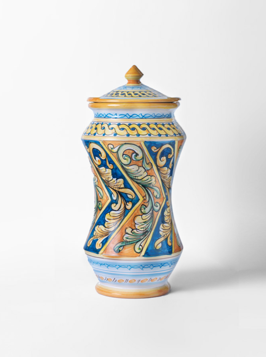 Vaso Albarello Decorato a Mano cm H.30 Ceramica Caltagirone - OGGETTISTICA