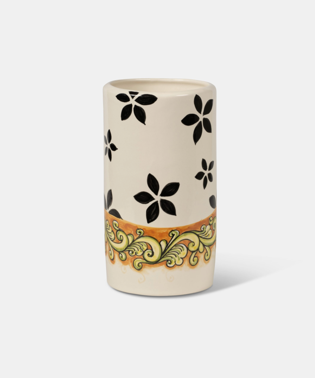 Vaso Cilindro TDS cm H.26 Ceramica Caltagirone Artigianale Decoro Barocco Moderno - VASO