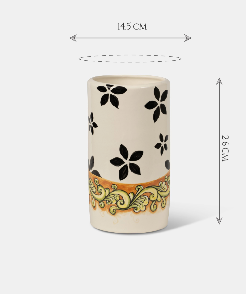 Vaso Cilindro TDS cm H.26 Ceramica Caltagirone Artigianale Decoro Barocco Moderno - VASO