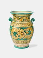 Vaso con Manici TDS cm H.40 Ceramica Caltagirone Decoro Verde Giallo - OGGETTISTICA
