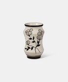 Vaso Decorato TDS Ceramica Caltagirone Artigianale Fiori e Foglie Nere - VASO