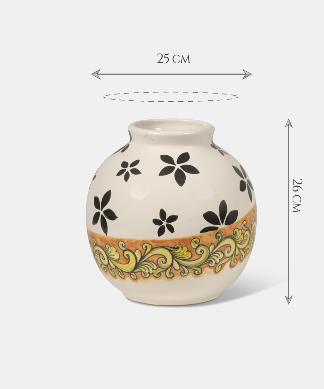 Vaso Decorato TDS cm H.26 L.25 Ceramica Caltagirone Artigianale Barocco Moderno - VASO