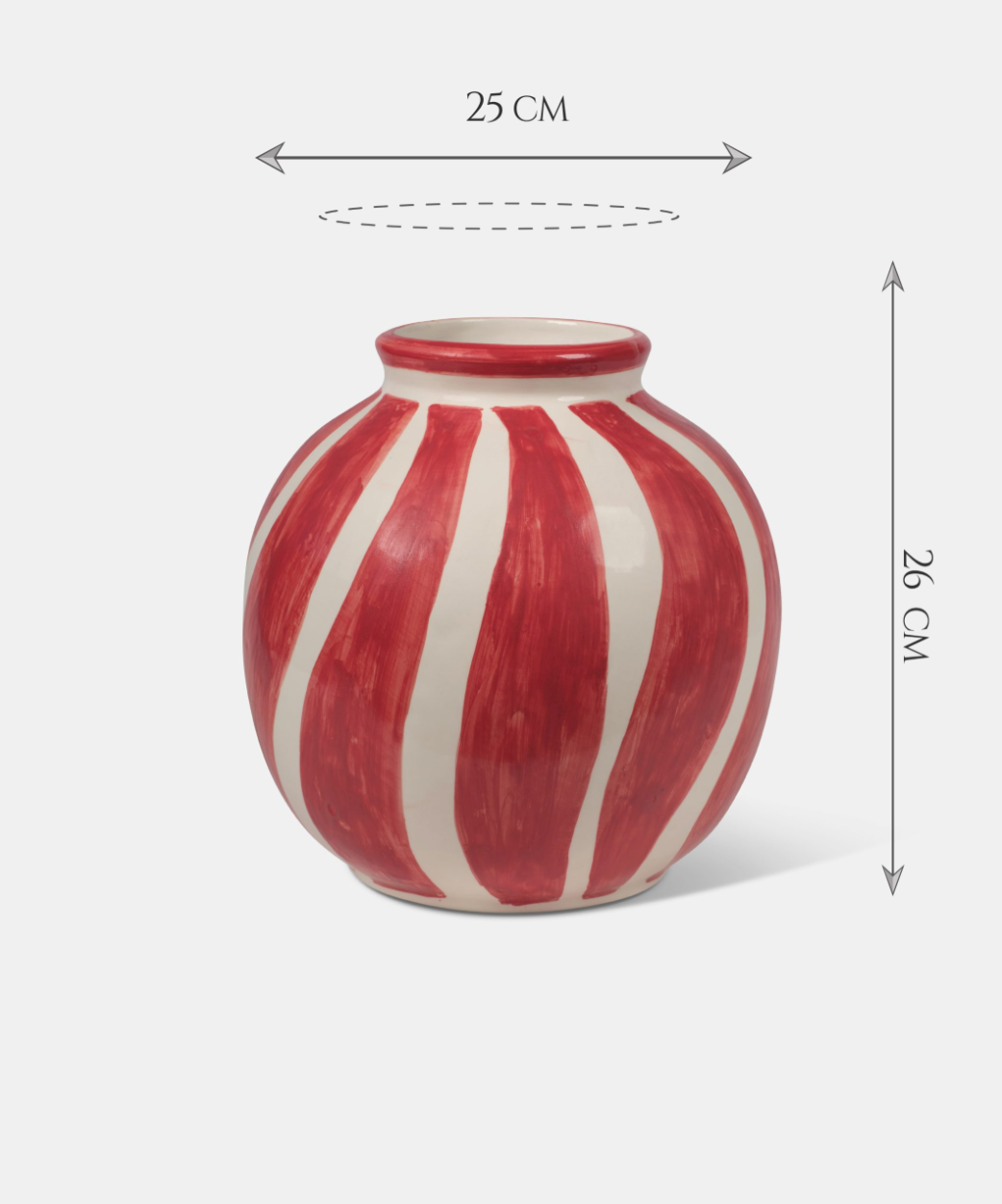 Vaso Decorato TDS cm H.26 L.25 Ceramica Caltagirone Artigianale Linee Morbide Rosse - VASO