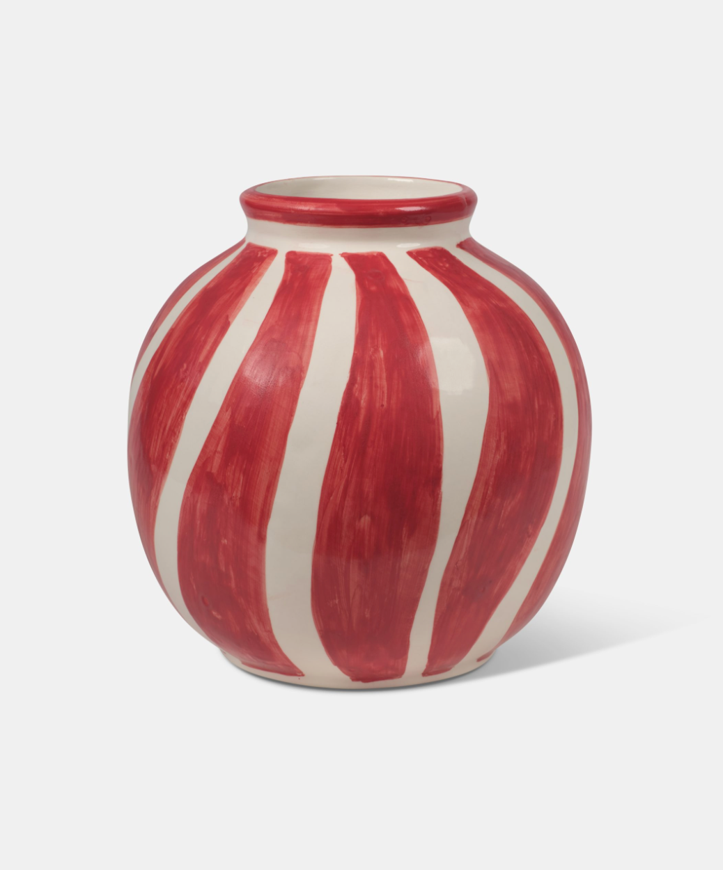 Vaso Decorato TDS cm H.26 L.25 Ceramica Caltagirone Artigianale Linee Morbide Rosse - VASO