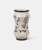 Vaso Decorato TDS cm H.30 L.26 Ceramica Caltagirone Artigianale Fiori e Foglie Nere - VASO