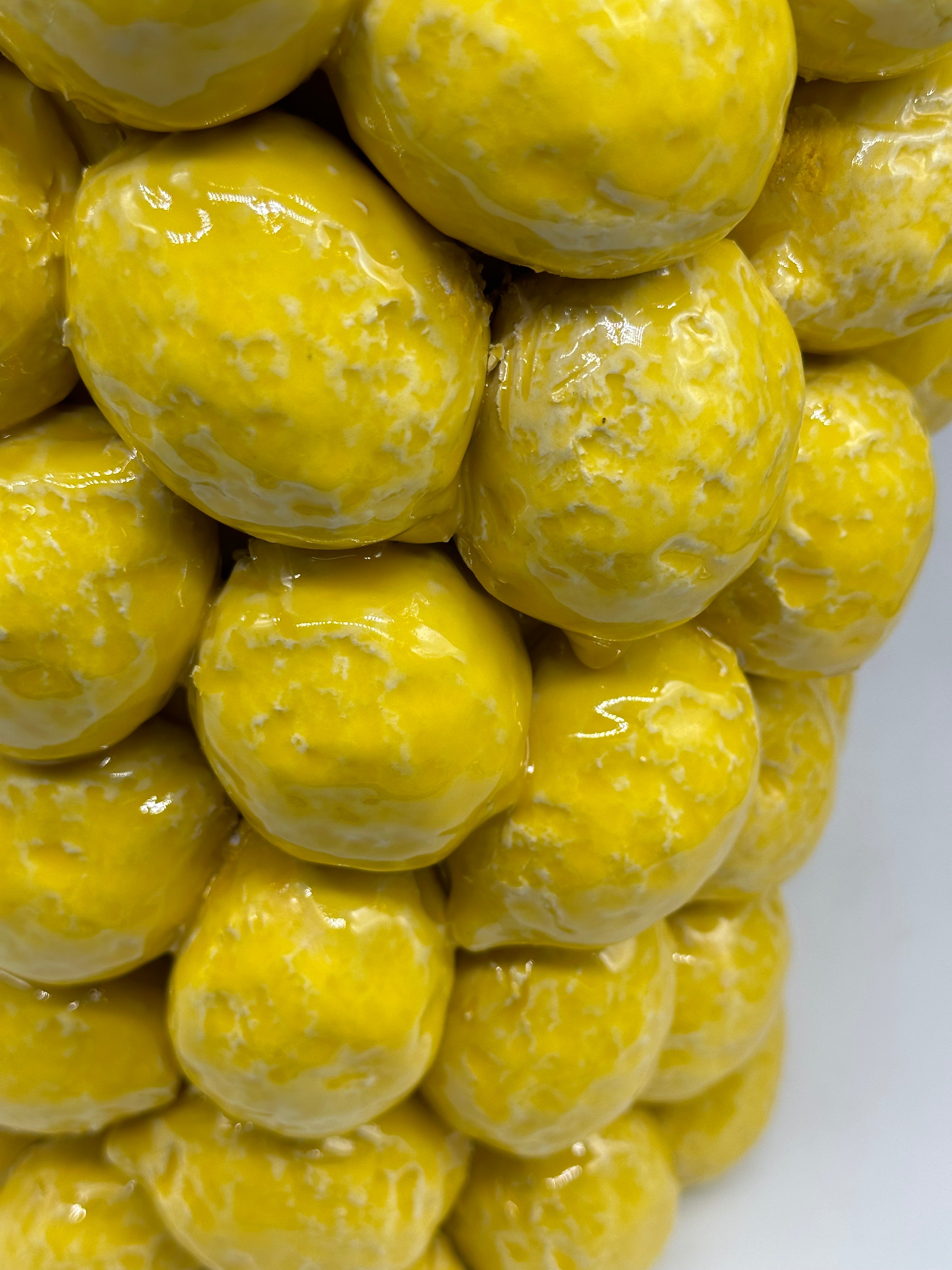 Vaso Frutta Limoni Gialli cm H.33 Ceramica Caltagirone fatto a mano - OGGETTISTICA