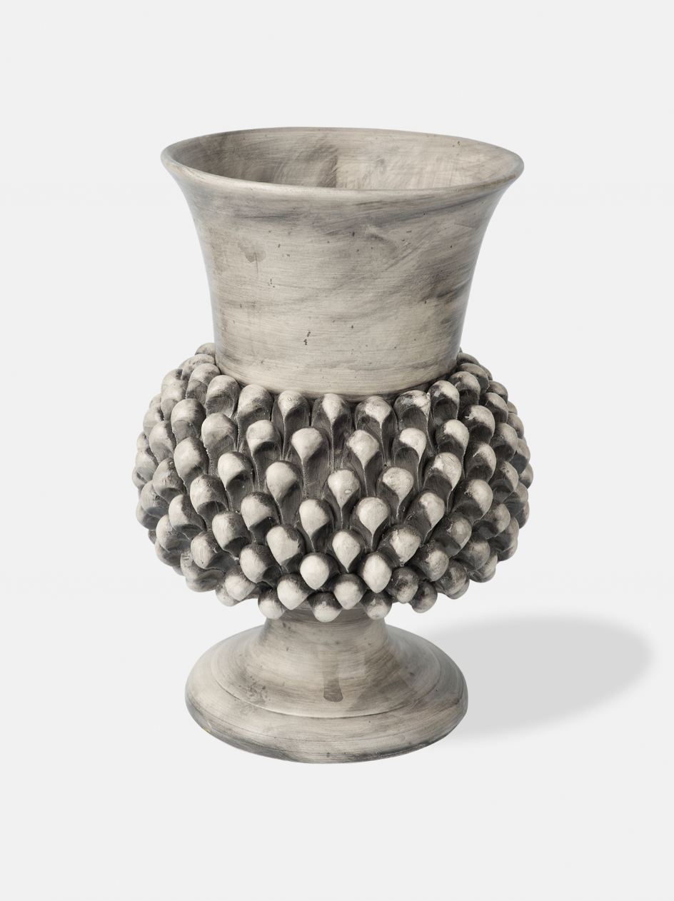 Vaso Pigna TDS Ceramica Caltagirone cm H.30 L.20 Artigianale Beige Ecru - VASO
