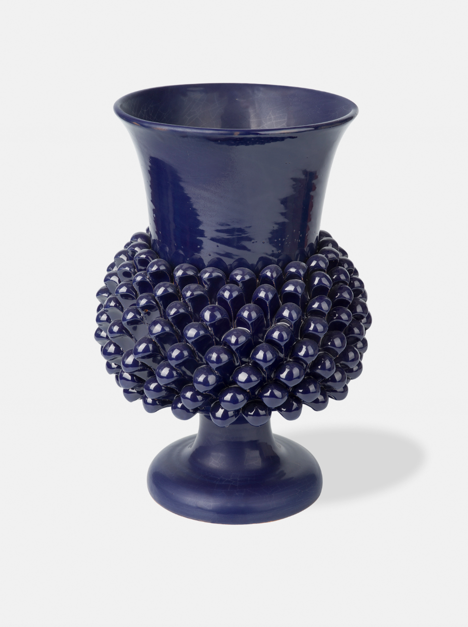 Vaso Pigna TDS Ceramica Caltagirone cm H.30 L.20 Artigianale Blu - VASO
