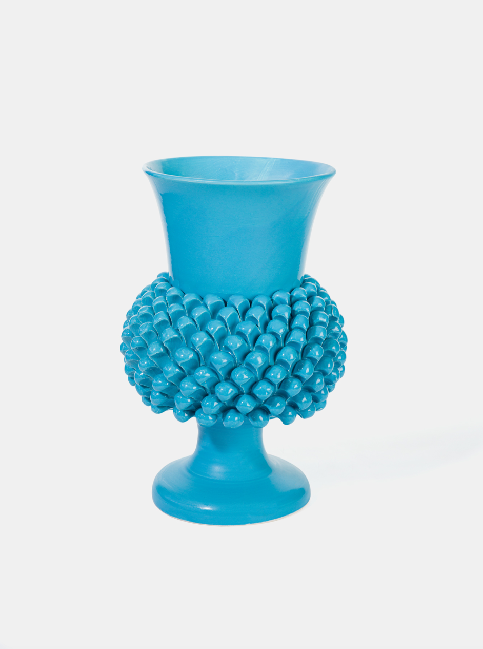 Vaso Pigna TDS Ceramica Caltagirone cm H.30 L.20 Artigianale Celeste - VASO