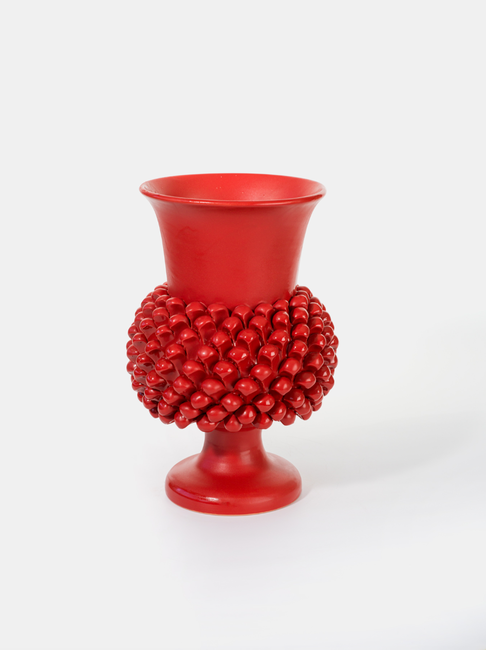 Vaso Pigna TDS Ceramica Caltagirone cm H.30 L.20 Artigianale Rosso - VASO