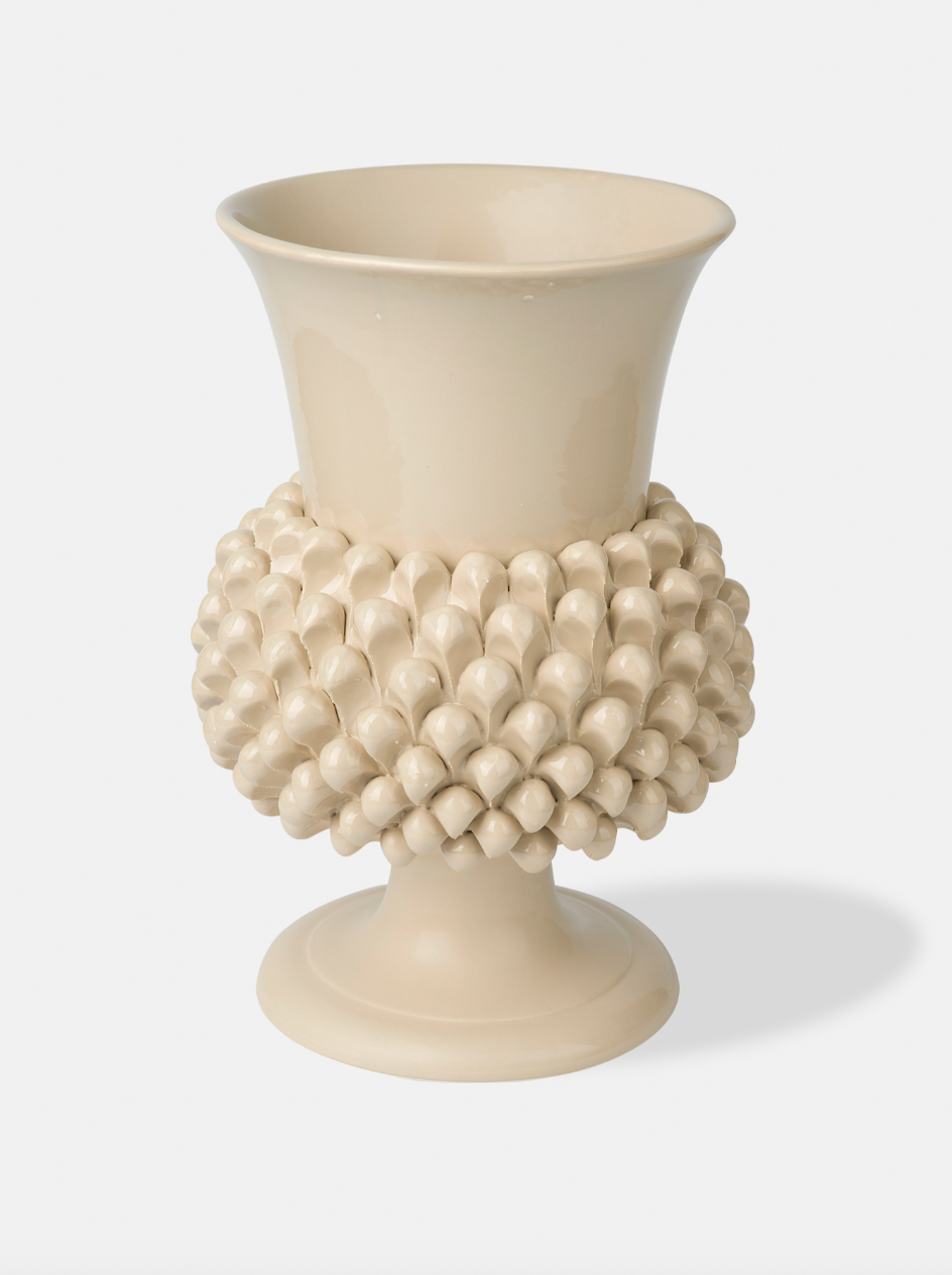 Vaso Pigna TDS Ceramica Caltagirone cm H.30 L.20 Artigianale Tortora - VASO