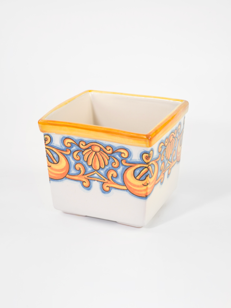 Vaso Quadrato Decorato TDS Ceramica Caltagirone Artigianale - VASO