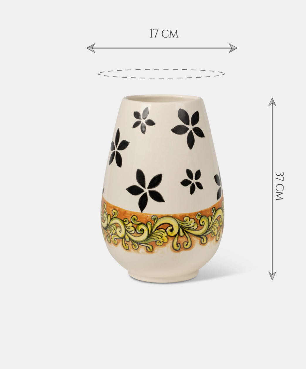 Vaso TDS cm H.37 Ceramica Caltagirone Artigianale Decoro Barocco Moderno - VASO