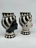 Coppia Teste di Moro Token Ceramica Caltagirone cm H.23 L.12 Artigianale VARI COLORI DD CERAMICHE SICILIANE
