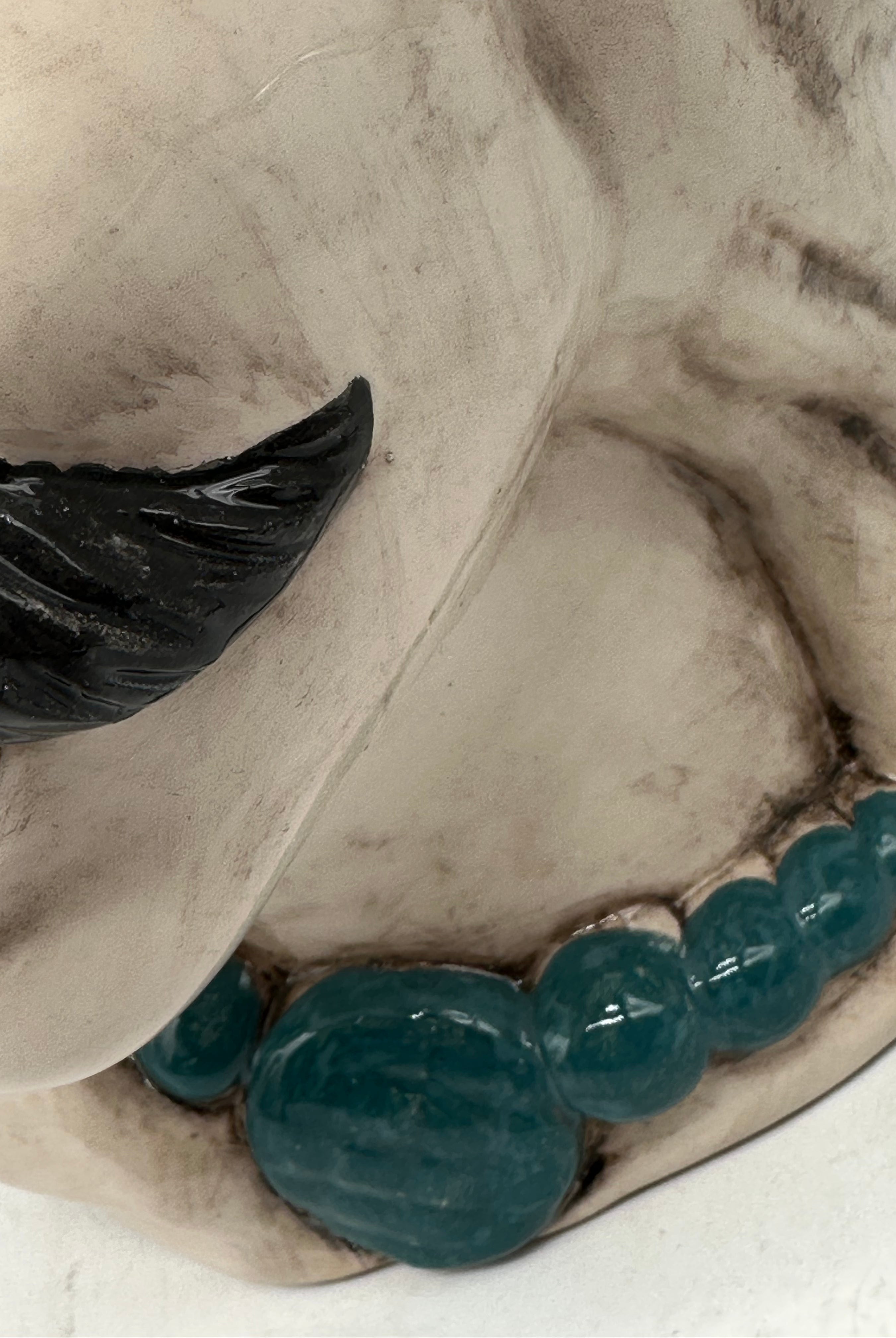 FINE SERIE - Testa di Moro Uomo Corona Retta Ceramica Caltagirone cm H.38 L.24 Artigianale dettagli Verde DD CERAMICHE SICILIANE
