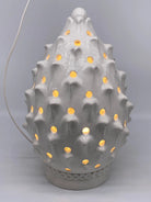 Lampada Pigna traforata Ceramica Caltagirone cm H.35 L.23 Artigianale Bianco DD CERAMICHE SICILIANE