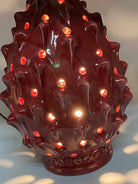 Lampada Pigna traforata Ceramica Caltagirone cm H.35 L.23 Artigianale Rosso DD CERAMICHE SICILIANE