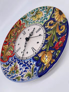 Orologio da Parete Ceramica Caltagirone Rotondo dipinto a mano cm D.30 Decoro n.3 DD CERAMICHE SICILIANE