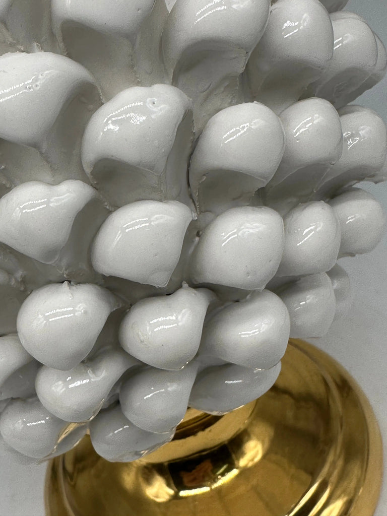 Pigna Aurum Ceramica Caltagirone cm H.30 Artigianale Bianco DD CERAMICHE SICILIANE