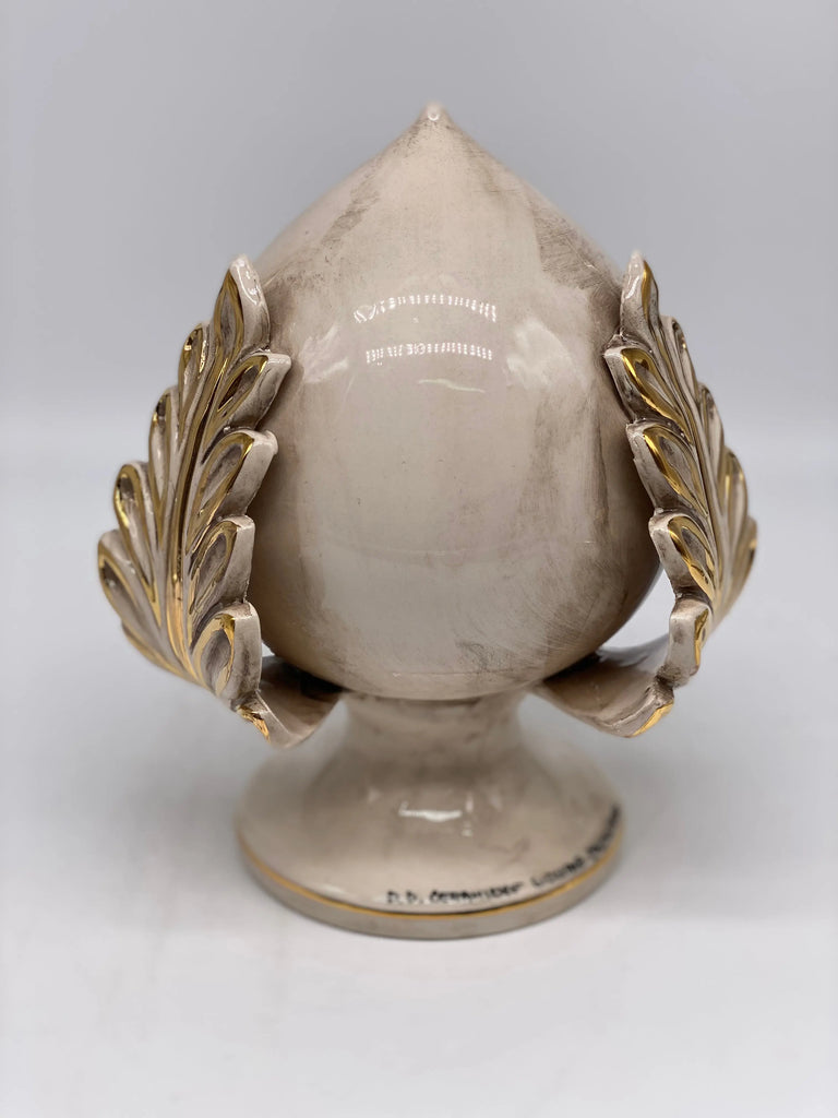 Pumo Ceramica Caltagirone cm H.20 Artigianale Écru Oro DD CERAMICHE SICILIANE