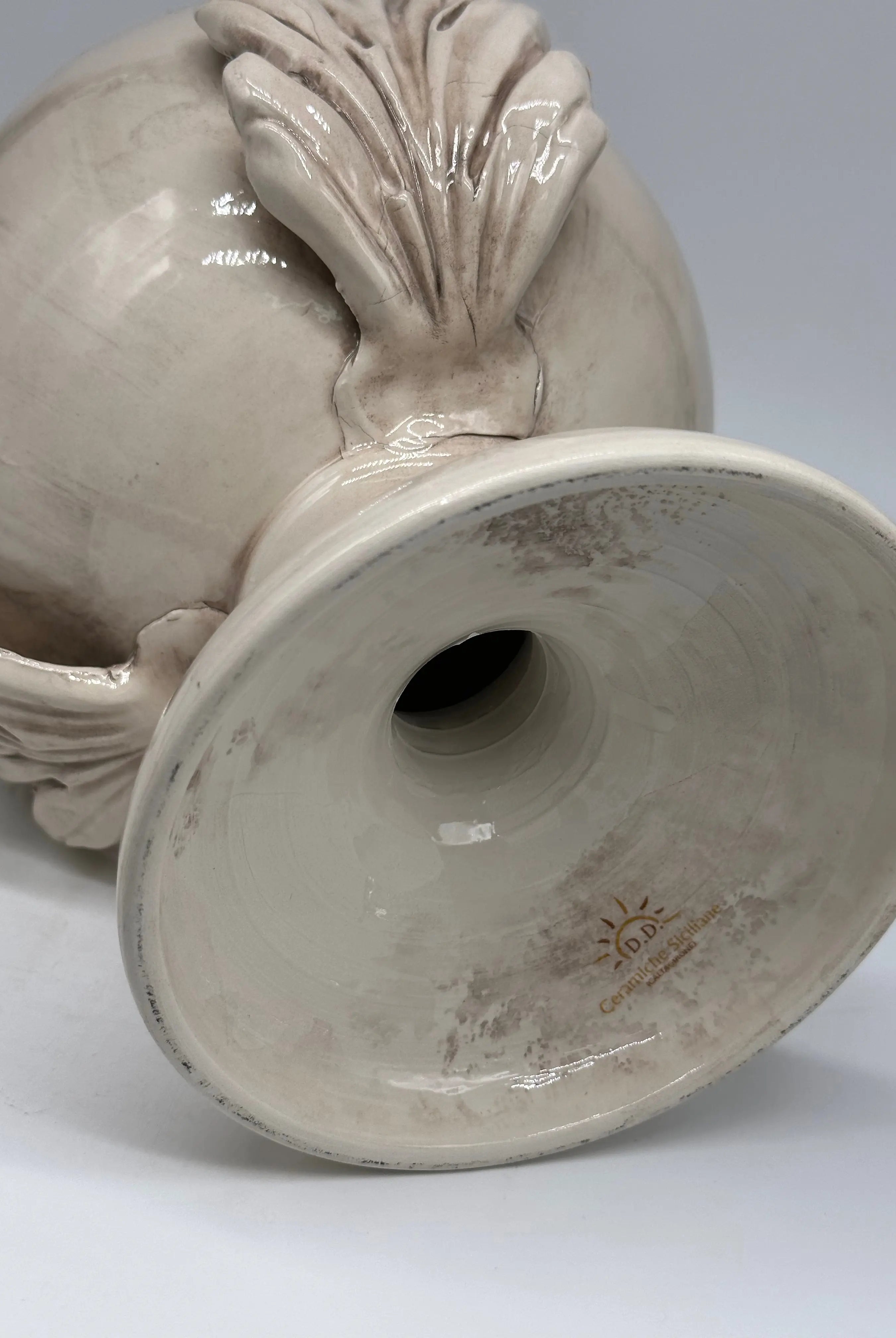 Pumo Ceramica Caltagirone cm H.30 Artigianale Écru DD CERAMICHE SICILIANE
