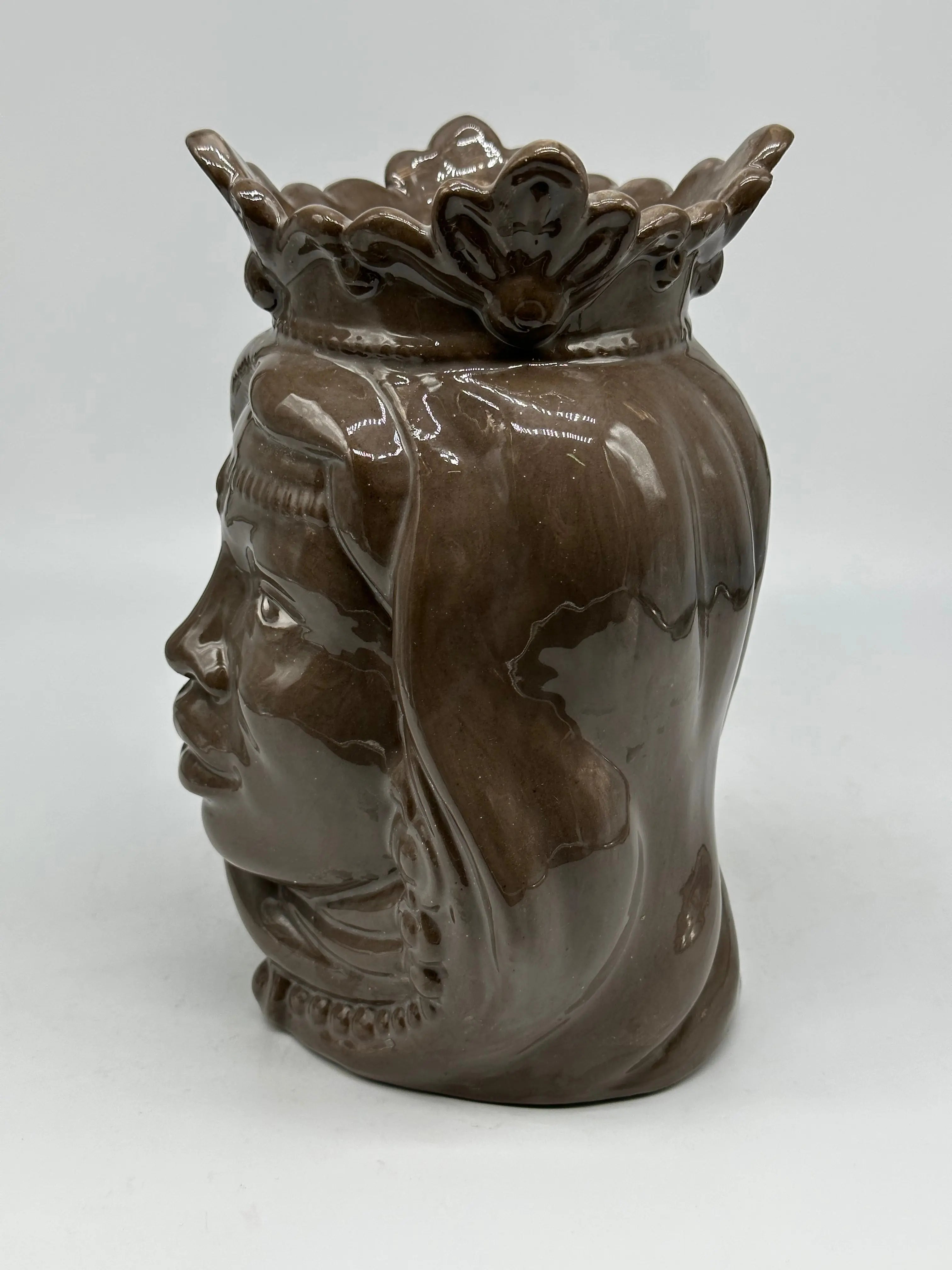 Teste di Moro Afro Ceramica Caltagirone cm H.25 L.17 Artigianale Fango DD CERAMICHE SICILIANE