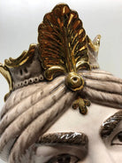 Teste di Moro Afro Ceramica Caltagirone cm H.35 L.23 Artigianale Écru dettagli Oro DD CERAMICHE SICILIANE