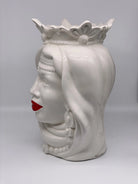 Teste di Moro Afro Ceramica Caltagirone cm H.37 L.24 Artigianale Bianco Labbra Rosse DD CERAMICHE SICILIANE