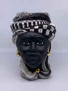 Teste di Moro Anubi Ceramica Caltagirone cm H.29 L.20 Artigianale Decoro n.1 DD CERAMICHE SICILIANE